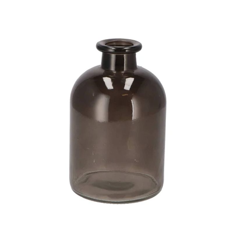 Foto van Dk design bloemenvaas fles model - helder gekleurd glas - zwart - d11 x h17 cm - vazen