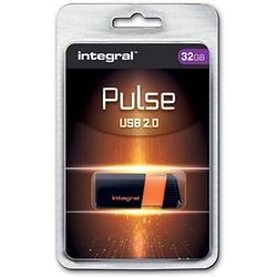 Foto van Integral pulse usb 2.0 stick, 32 gb, zwart/oranje