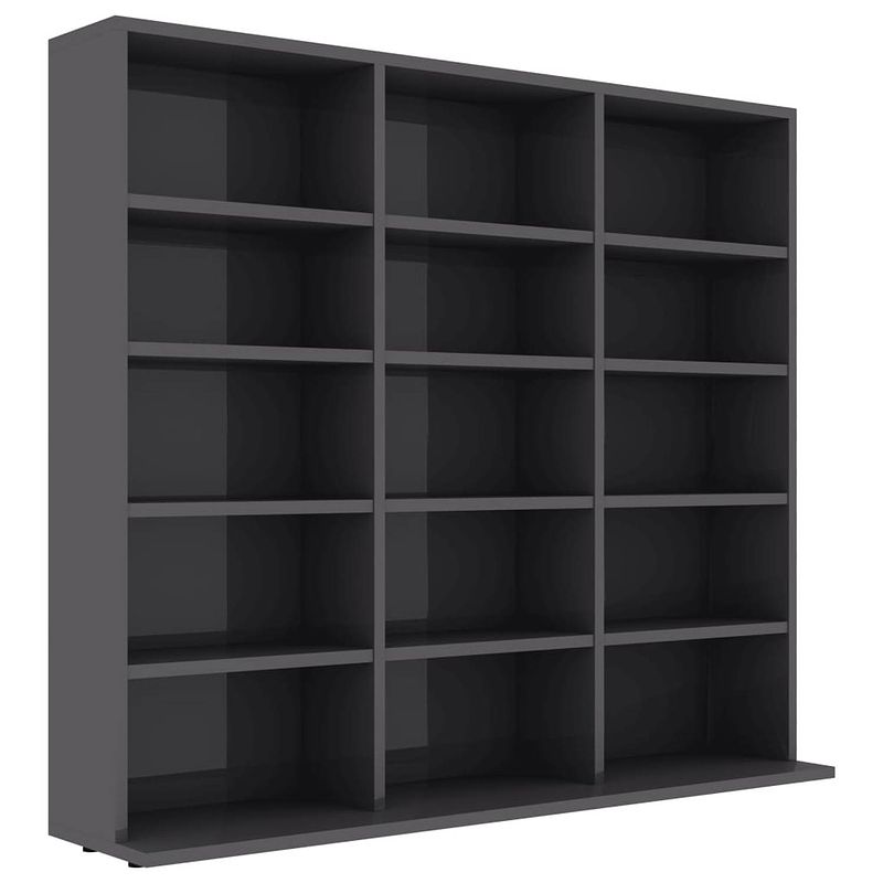 Foto van Vidaxl cd-kast 102x23x89,5 cm spaanplaat hoogglans grijs