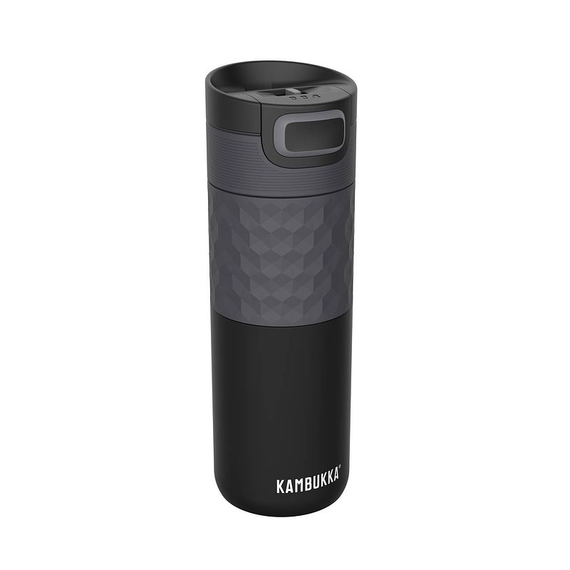 Foto van Thermosbeker/koffiebeker - 500 ml - lekvrij - 9 uur warm - kambukka thermosfles - etna grip black steel