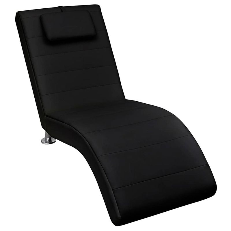 Foto van Vidaxl chaise longue met kussen kunstleer zwart