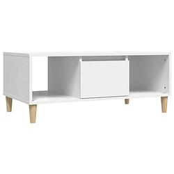 Foto van The living store salontafel - massief eucalyptushout - wit - 90 x 50 x 36.5 cm