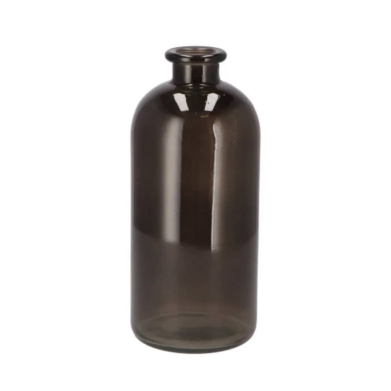 Foto van Dk design bloemenvaas fles model - helder gekleurd glas - zwart - d11 x h25 cm - vazen