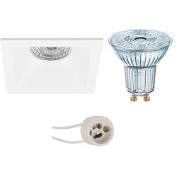 Foto van Led spot set - osram parathom par16 927 36d - pragmi pollon pro - gu10 fitting - dimbaar - inbouw vierkant - mat wit -