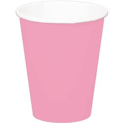 Foto van 16x stuks drinkbekers van papier roze 350 ml - feestbekertjes