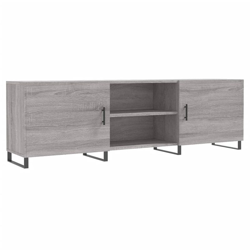 Foto van The living store tv-meubel - sonoma eiken - 150 x 30 x 50 cm - opbergruimte - decoratief - grijs - bewerkt hout en