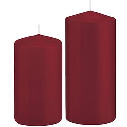 Foto van Stompkaarsen set van 2x stuks bordeaux rood 12 en 15 cm - stompkaarsen