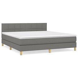 Foto van The living store boxspringbed - donkergrijs - 203 x 180 x 78/88 cm - met verstelbaar hoofdbord - pocketvering matras -