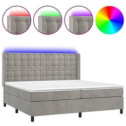 Foto van The living store bed - fluweel - 203 x 203 x 118/128 cm - led - pocketvering - huidvriendelijk