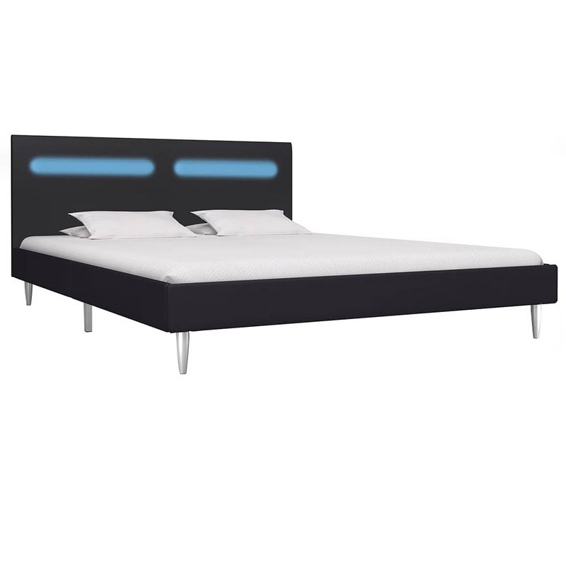 Foto van The living store bedframe vdf-8208 - 160x200 cm - zwart - led-strip - stof