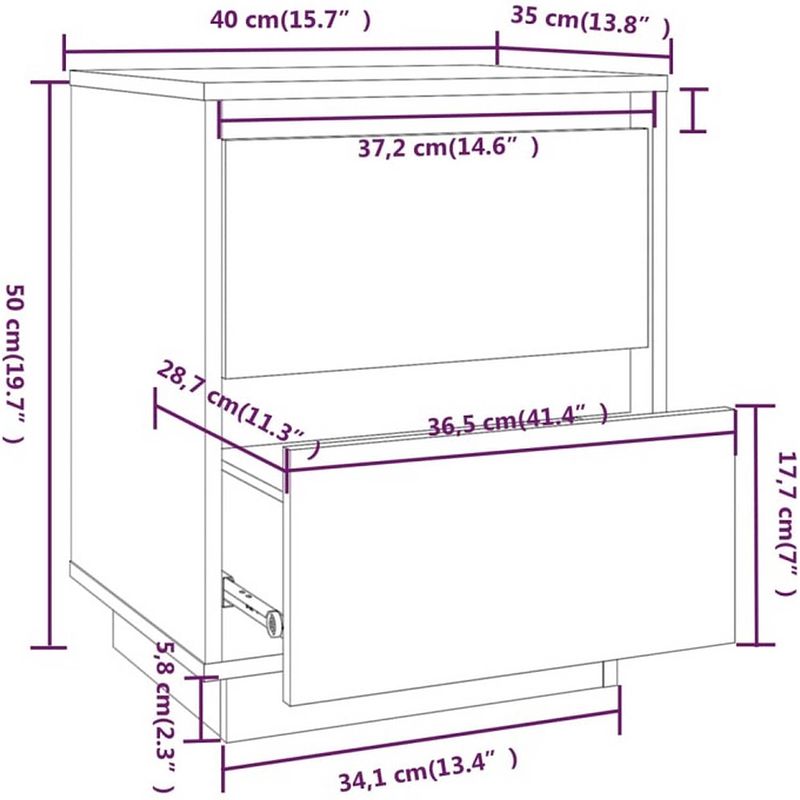 Foto van The living store nachtkastjes - - houten bedkastjes - afmetingen- 40x35x50cm - kleur- grijs - materiaal- massief