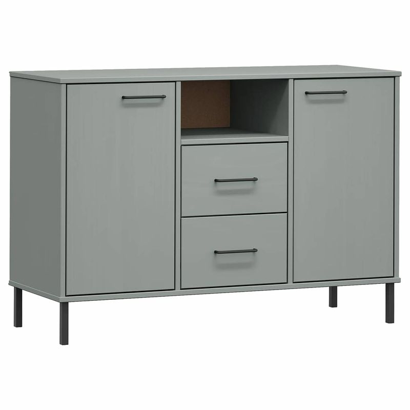 Foto van Vidaxl dressoir met metalen poten oslo 113x40x77 cm grenenhout grijs