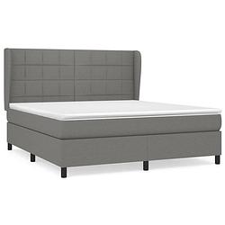 Foto van The living store boxspringbed - donkergrijs - 203 x 163 x 118/128 cm - individuele pocketvering matras - middelharde