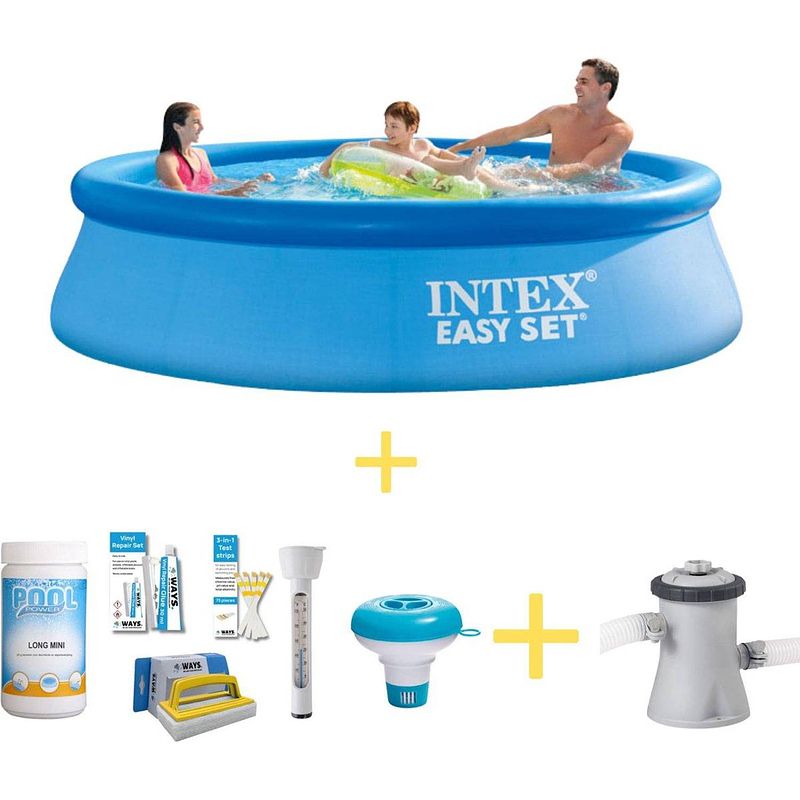 Foto van Intex zwembad - easy set - 305 x 76 cm - inclusief ways onderhoudspakket & filterpomp