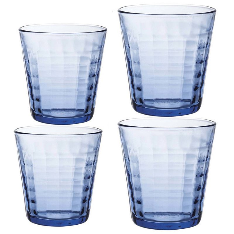 Foto van Drinkglazen/waterglazen prisme set blauw 220/275 ml - 16-delig - koffie/thee glazen