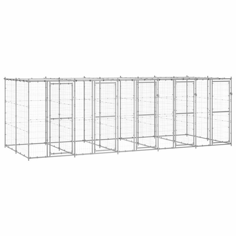 Foto van Vidaxl hondenkennel met dak 12,1 m² gegalvaniseerd staal