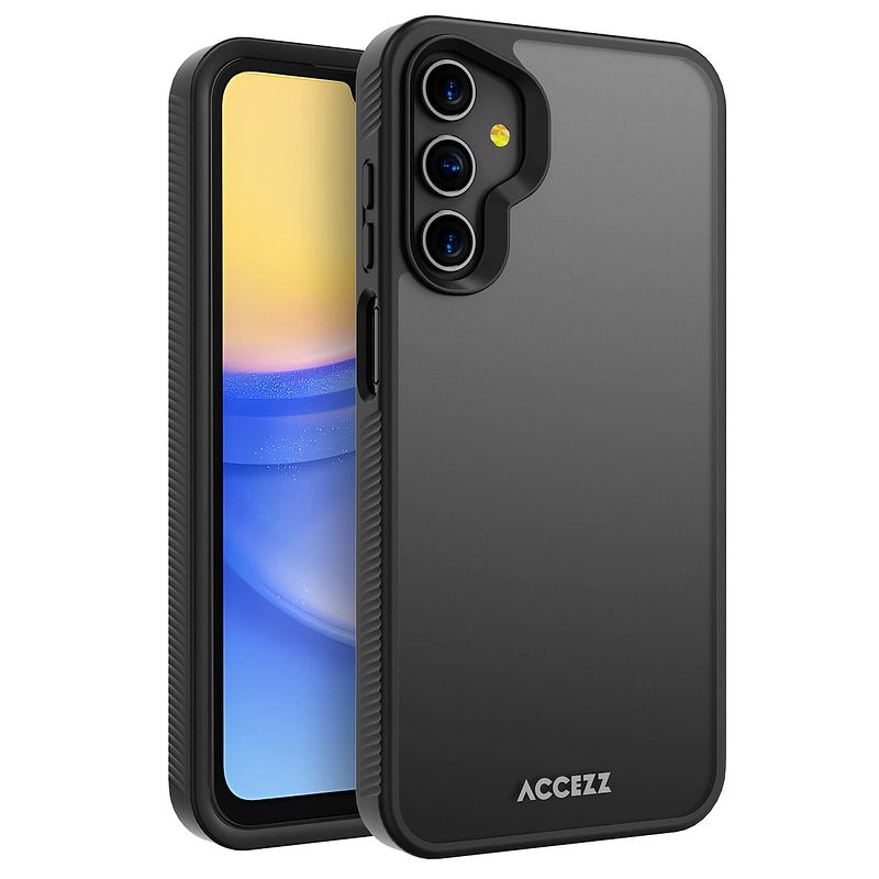 Foto van Accezz rugged frosted backcover samsung galaxy a15 (5g/4g) telefoonhoesje zwart