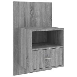 Foto van The living store wandnachtkast - 48.5 x 32.5 x 80 cm - grijs sonoma eiken - multifunctioneel - wandmontage - bewerkt