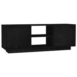 Foto van The living store tv-meubel - hifi kast - 110 x 30 x 40 cm - zwart - massief grenenhout