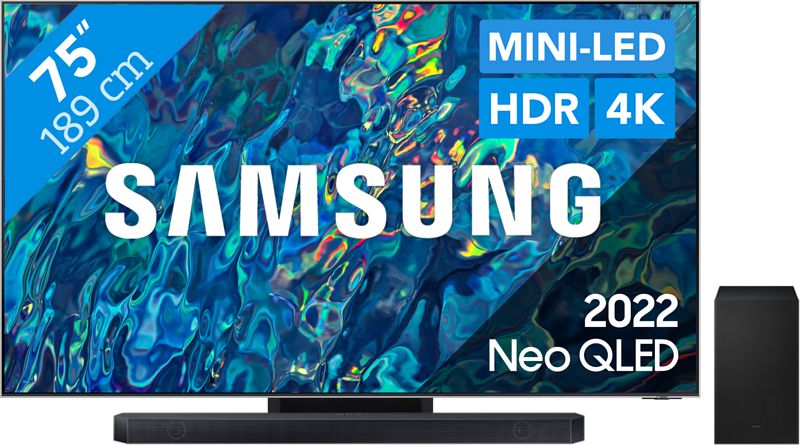 Foto van Samsung neo qled 75qn95b (2022) + soundbar