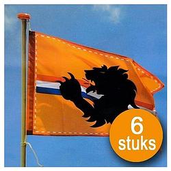 Foto van Oranje versiering 6 stuks oranje vlag 60 x 90 cm ek voetbal holland met leeuw