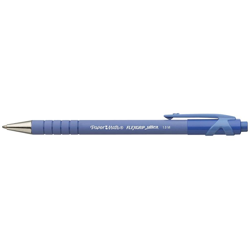 Foto van Paper mate balpen flexgrip ultra rt medium, blauw 12 stuks