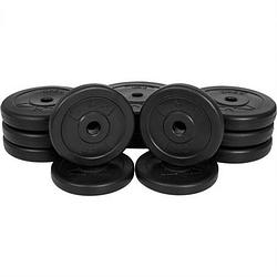 Foto van Gorilla sports halterschijven 2 x 5, 6 x 2,5 & 4 x 1,25 kg - kunststof - 25 mm