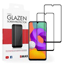 Foto van 2-pack bmax samsung galaxy m22 screenprotector - glass - full cover 2.5d - black