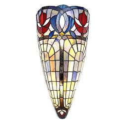 Foto van Haes deco - wandlamp tiffany blauw 26x15x52 cm e27/max 2x60w