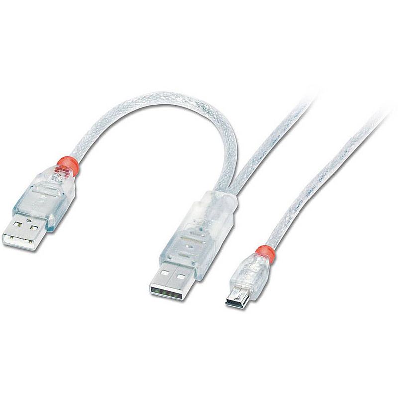 Foto van Lindy usb-kabel usb 2.0 usb-a stekker, usb-mini-b stekker 1.00 m transparant 31784