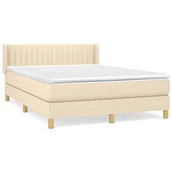 Foto van Vidaxl boxspring met matras stof crèmekleurig 140x190 cm