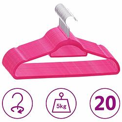 Foto van Vidaxl 20-delige kledinghangerset anti-slip fluweel roze