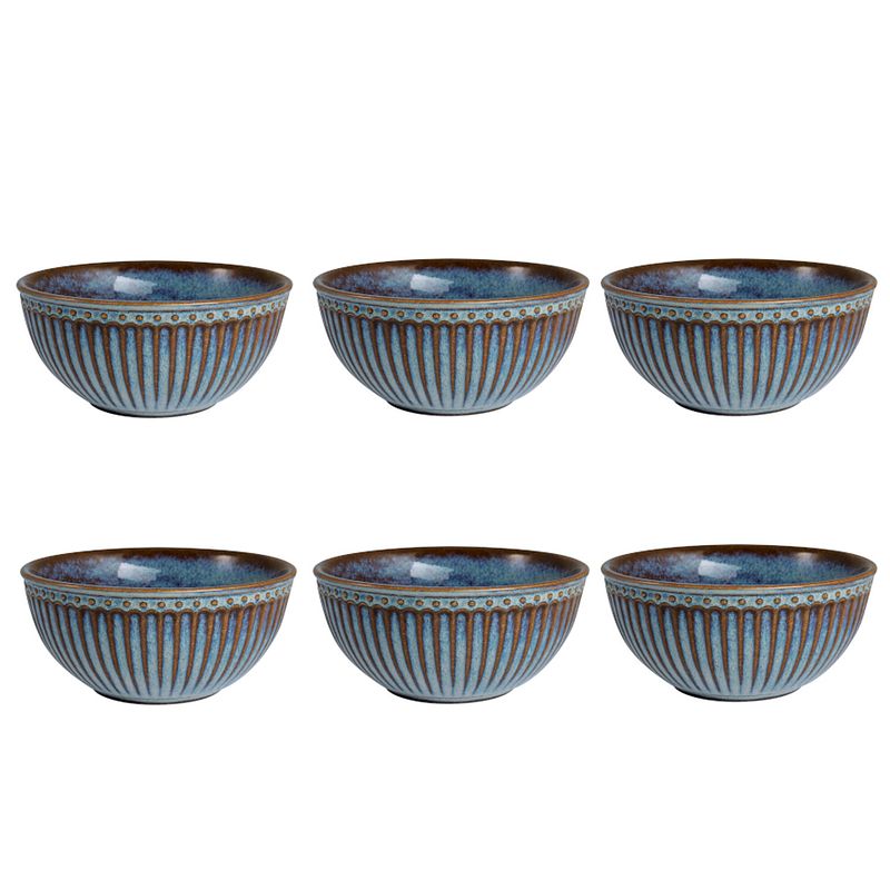 Foto van 6x stuks - greengate ontbijtschaaltje (cereal bowl) alice oyster blauw (450 ml)