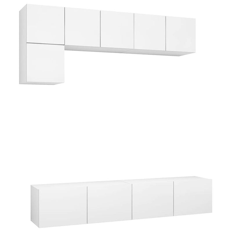 Foto van The living store tv meubel set - televisiemeubel - wit - 60x30x30cm - 80x30x30cm