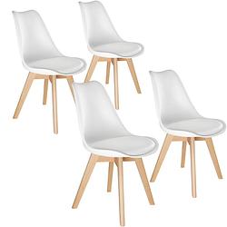 Foto van Tectake - 4 eetkamerstoelen friederike - wit - 403813