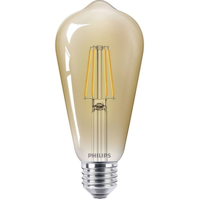 Foto van Philips 67354300 led-lamp energielabel f (a - g) e27 speciale vorm 4 w = 35 w warmwit (ø x l) 6.4 cm x 14.2 cm filament / retro-led 1 stuk(s)