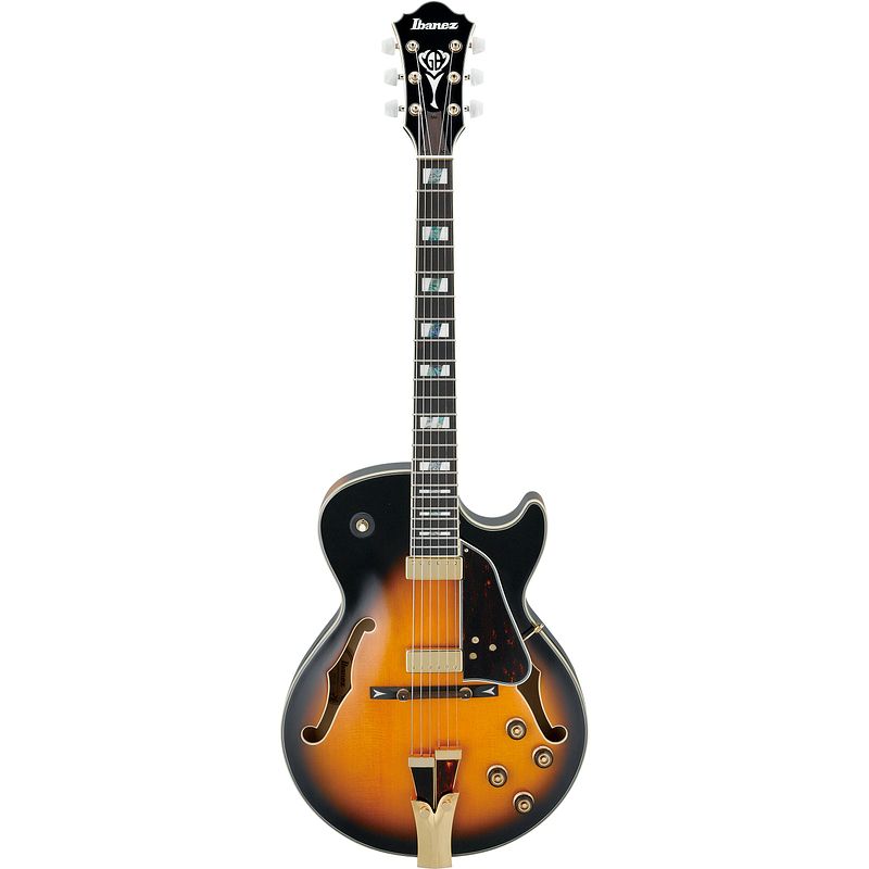 Foto van Ibanez gb10se george benson signature brown sunburst met koffer