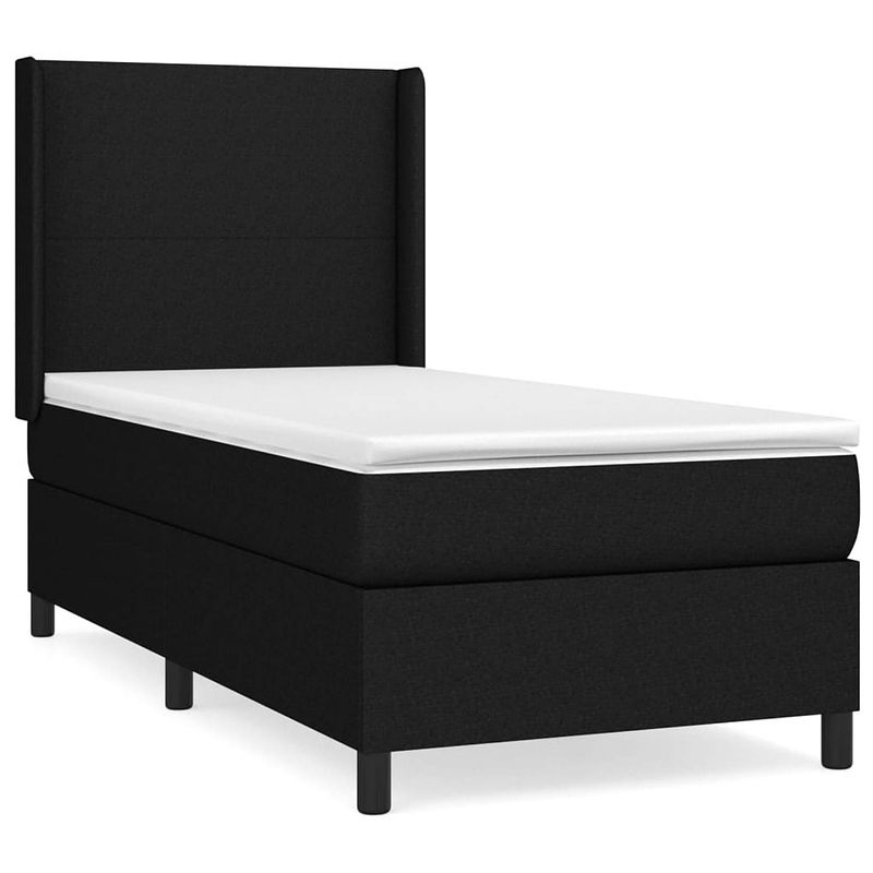 Foto van The living store boxspringbed - pocketvering - 90 x 190 cm - zwart - verstelbaar hoofdbord