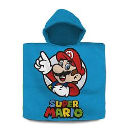 Foto van Super mario bad cape/poncho - 60 x 120 cm - katoen - voor kinderen - badcapes