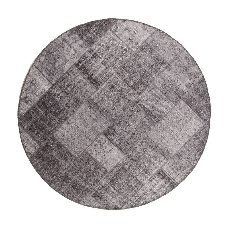 Foto van Patchwork vloerkleed rond antraciet lara - interieur05