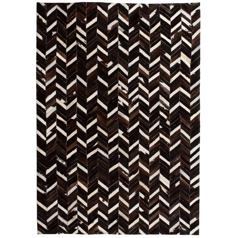 Foto van Vidaxl tapijt chevron patchwork 190x290 cm echt leer zwart/wit