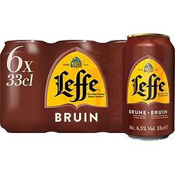 Foto van Leffe bruin belgisch abdijbier blikken 6 x 330ml bij jumbo