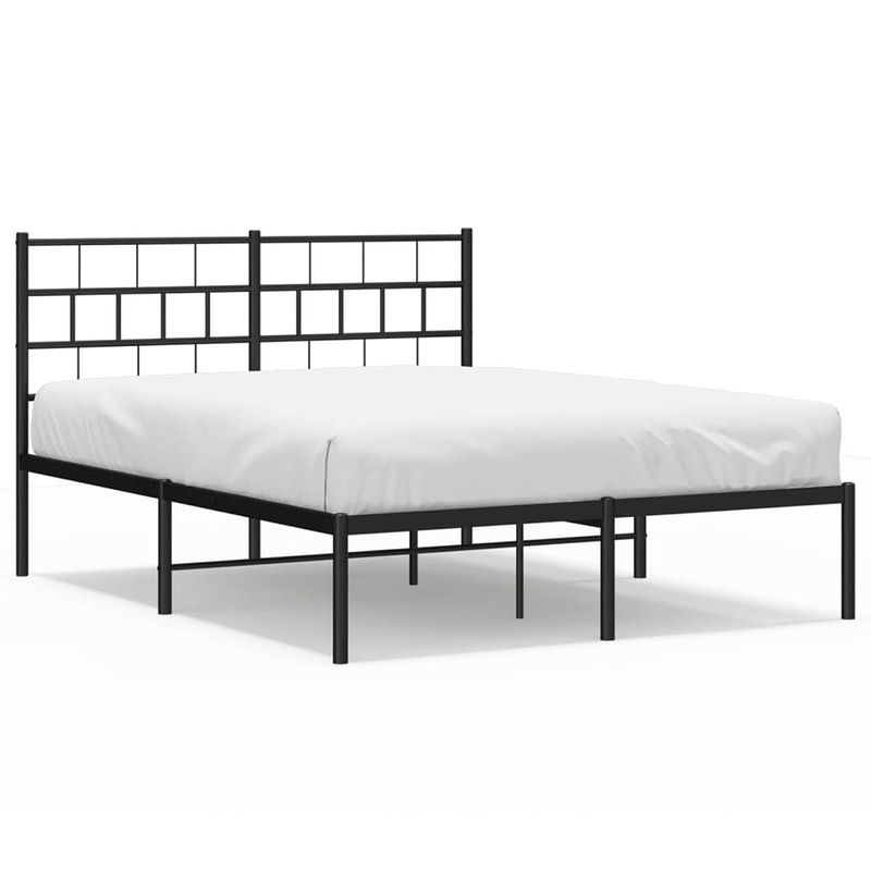 Foto van Vidaxl bedframe met hoofdbord metaal zwart 160x200 cm