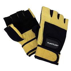Foto van Tunturi fitness-handschoenen high impact zwart/geel maat m