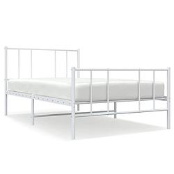 Foto van Vidaxl bedframe met hoofd- en voeteneinde metaal wit 90x190 cm