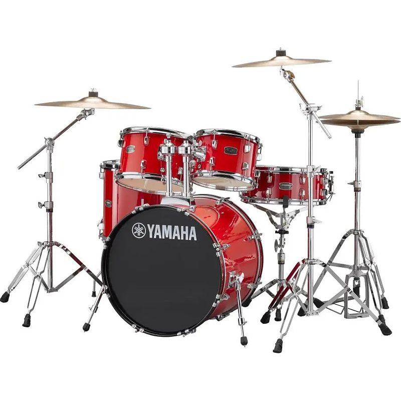 Foto van Yamaha rdp0f5 rydeen hot red drumstel met paiste bekkens