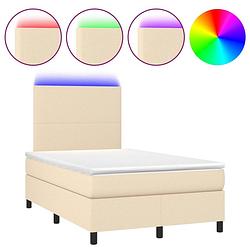 Foto van The living store boxspring crème met matras en led 203x120x118/128cm - verstelbaar hoofdbord - pocketvering matras -