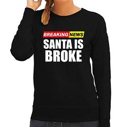 Foto van Foute humor kersttrui breaking news broke kerst sweater zwart voor dames 2xl - kerst truien
