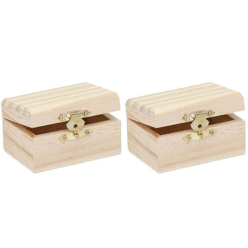 Foto van 2x stuks klein houten kistje rechthoek 8 x 5.5 x 4.5 cm - hobbydecoratieobject