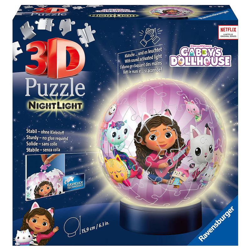 Foto van Ravensburger 3d-puzzel gabby's poppenhuis met licht - 72 stukjes